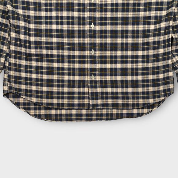 VINTAGE Ralph Lauren Shirt Mens 2XLT Tall Beige Black Check Woven Button Down - Picture 4 of 16